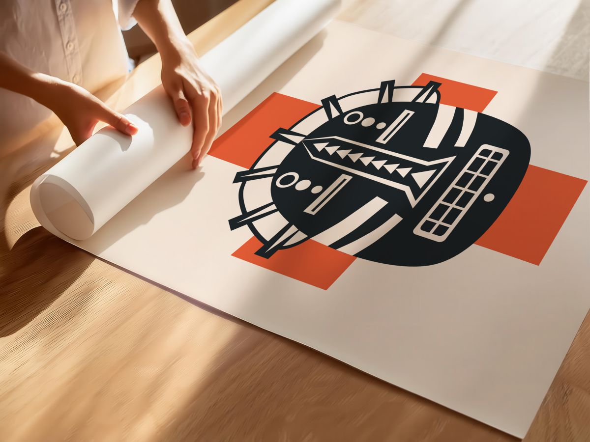 Turuncu Artılı Etnik Maske, rulo yapılmış çerçevesiz poster