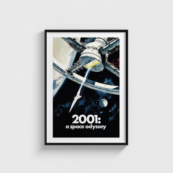 2001 A Space Odyssey film posteri, siyah çerçeveli tablo