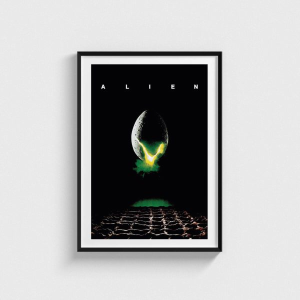 Alien film posteri, minimalist tasarım, siyah çerçeveli tablo