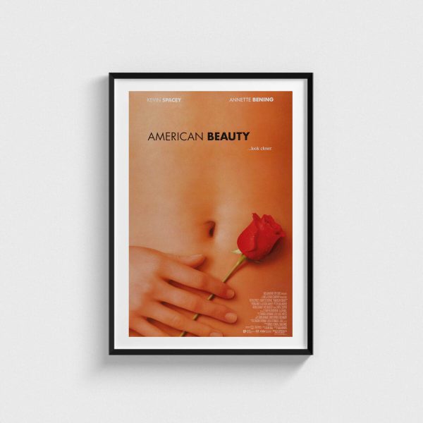 American Beauty film posteri, yakın plan tasarımı, siyah çerçeveli tablo