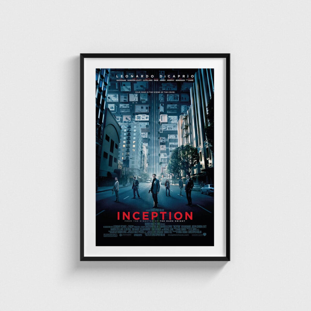Inception film posteri, sokak tasarımı, siyah çerçeveli tablo