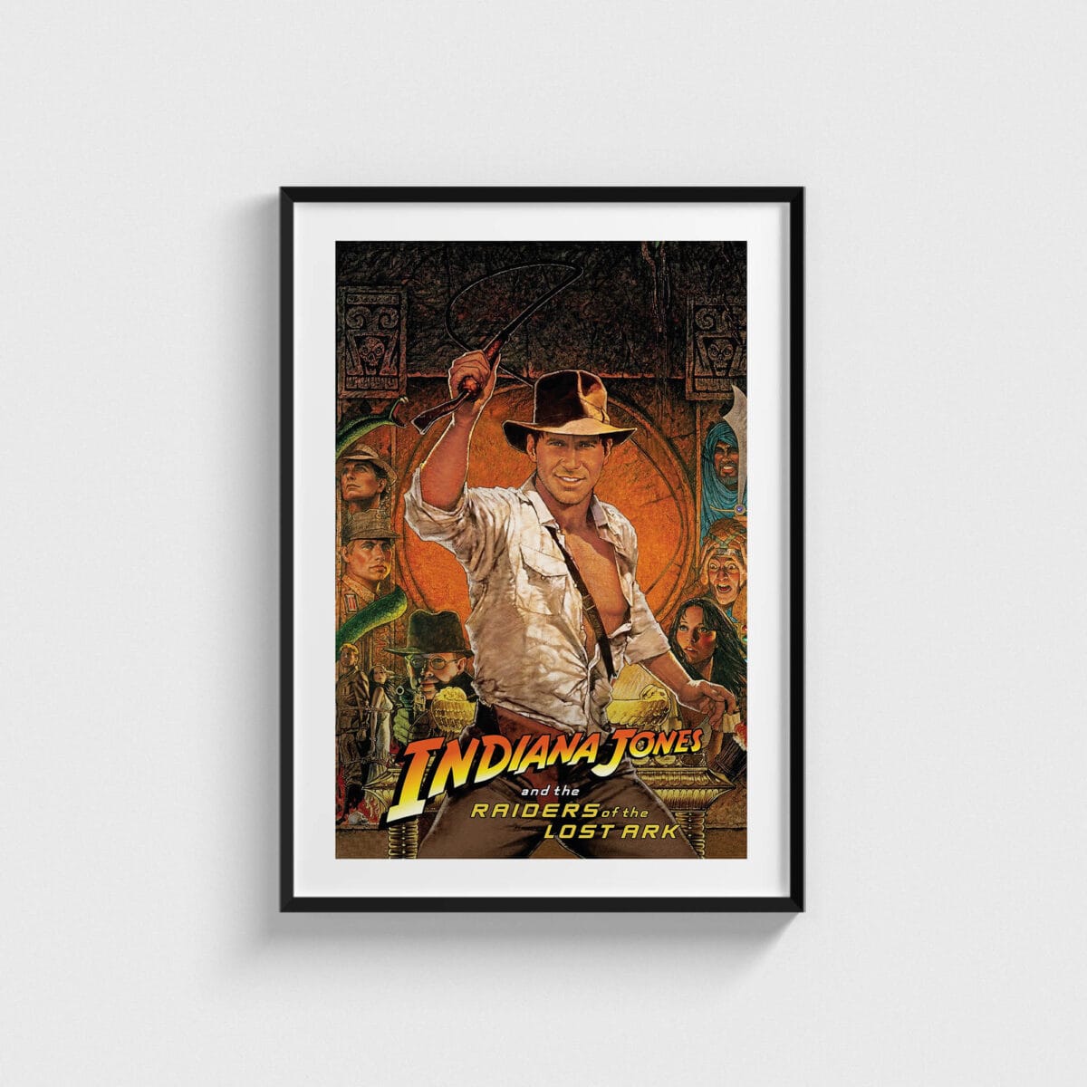 Indiana Jones Raiders of the Lost Ark film posteri, siyah çerçeveli tablo