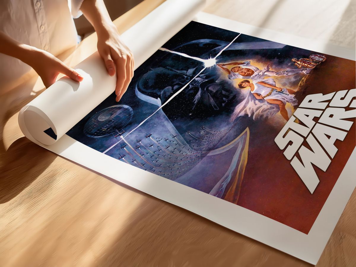Star Wars (1977) Film Posteri, rulo yapılmış çerçevesiz poster