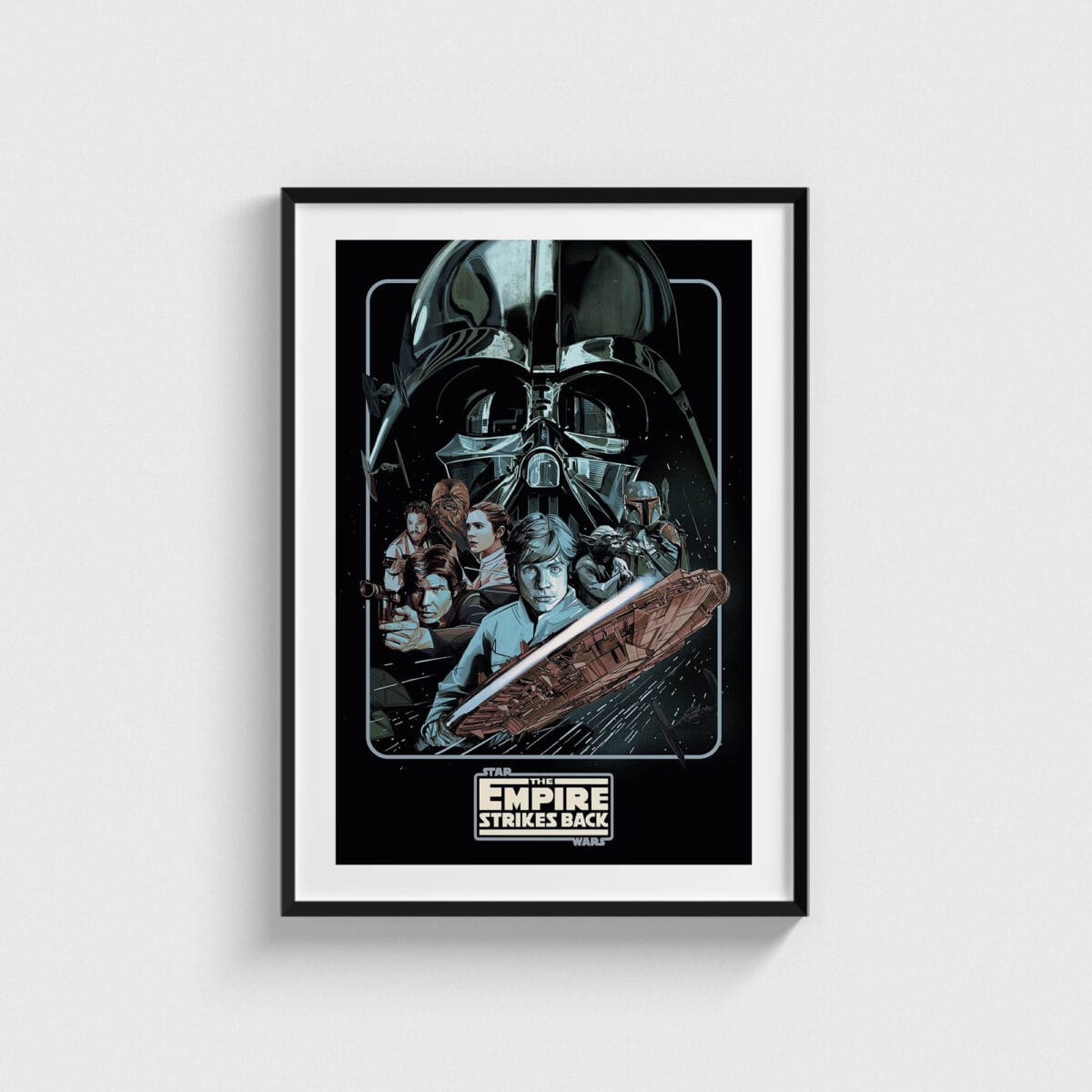 Star Wars: The Empire Strikes Back film posteri, siyah çerçeveli tablo