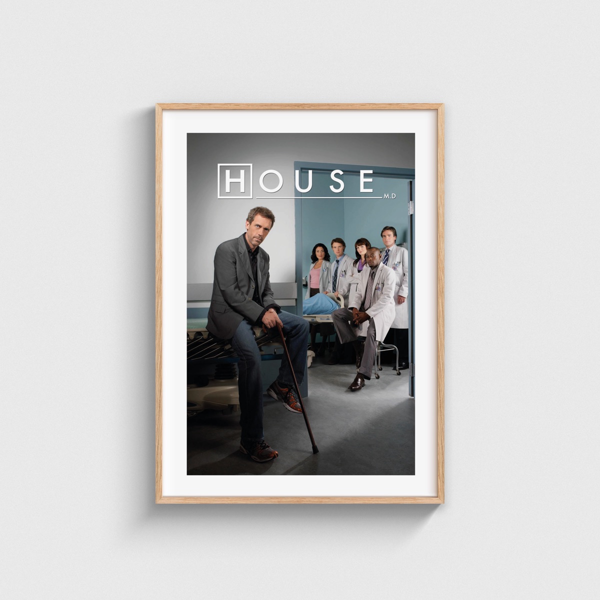 House Dizi Posteri – Bastonlu Tasarım, ahşap çerçeveli tablo