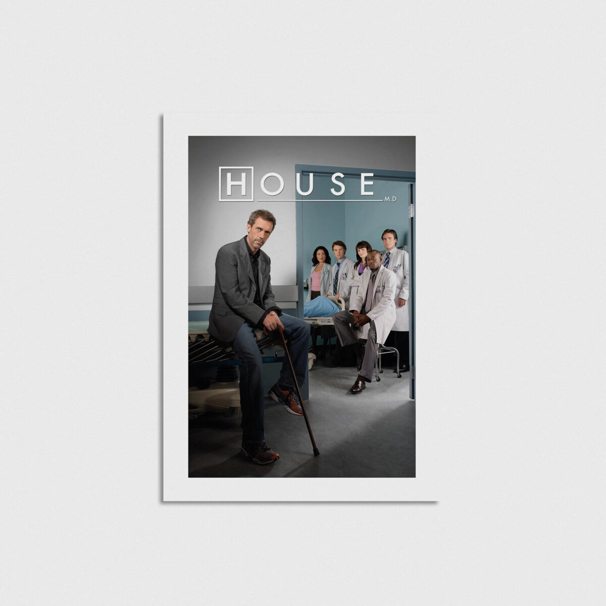 House dizi posteri, bastonlu tasarım, çerçevesiz poster