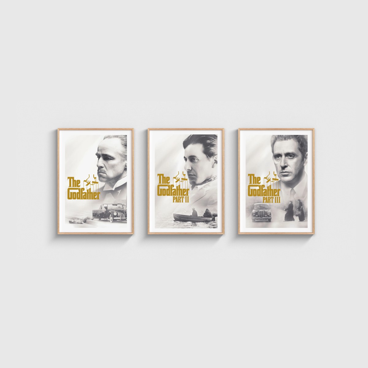 The Godfather Üçlü Poster Seti, ahşap çerçeveli tablo seti