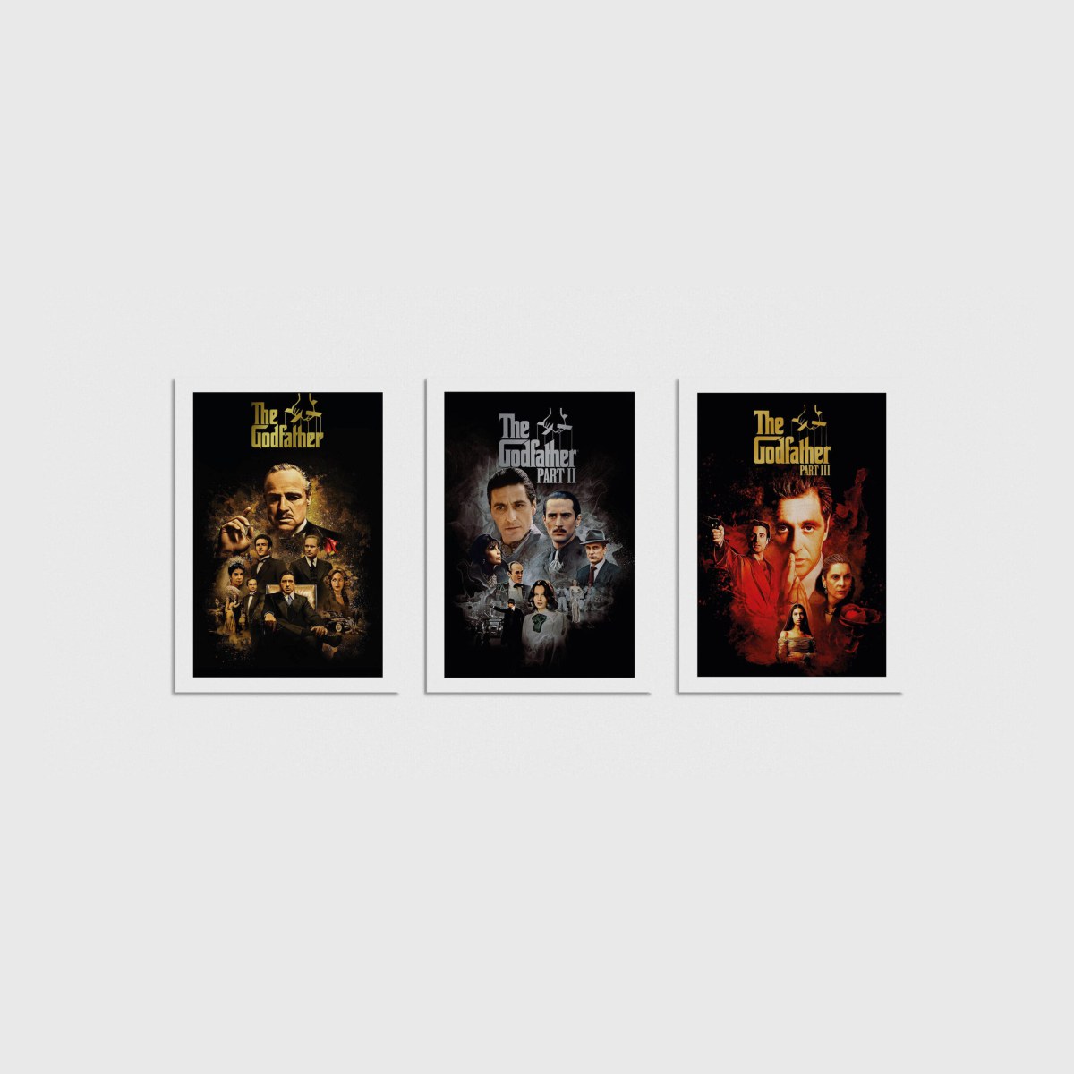 The Godfather Kolaj Üçlü Poster Seti, çerçevesiz poster seti