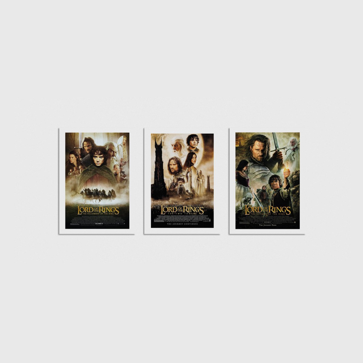 The Lord of the Rings Üçlü Poster Seti, çerçevesiz poster seti