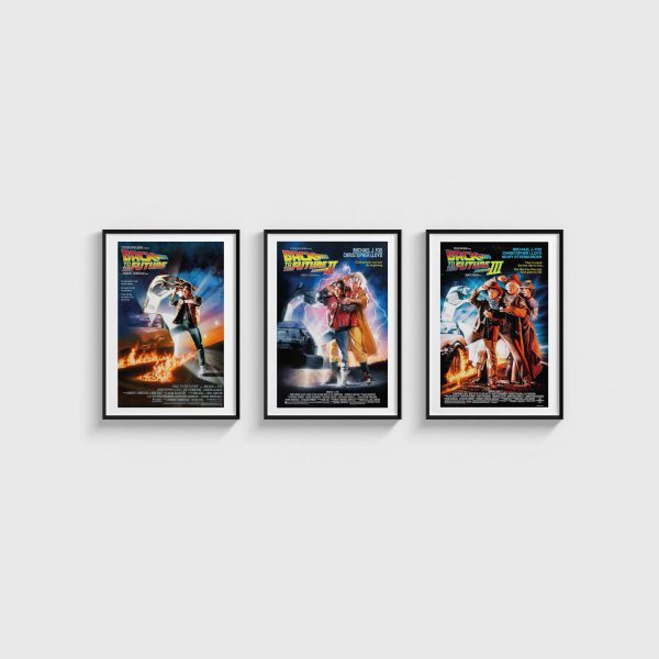 Back to the Future Üçlü Poster Seti, siyah çerçeveli tablo seti