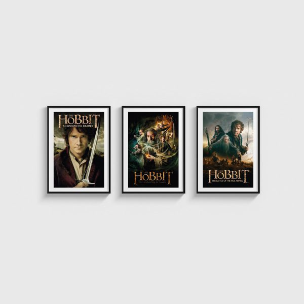 The Hobbit Üçlü Poster Seti, siyah çerçeveli tablo seti