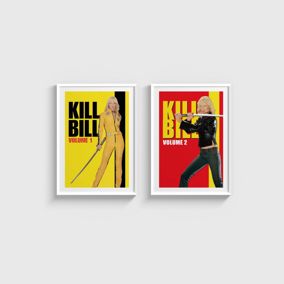 Kill Bill İkili Poster Seti, beyaz çerçeveli tablo seti