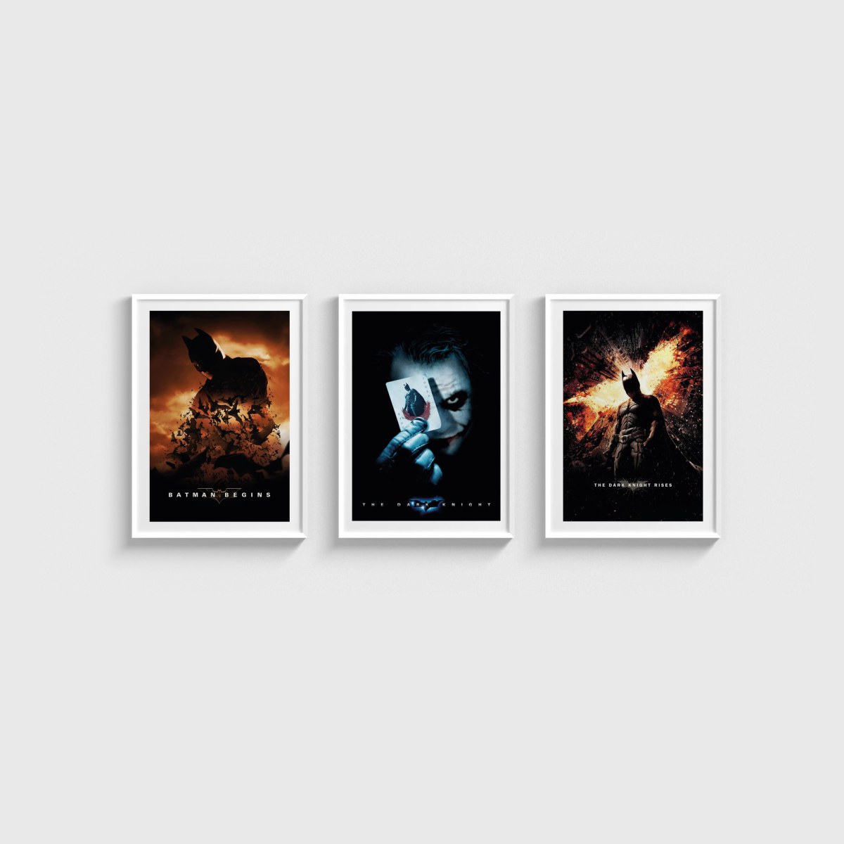 The Dark Knight Üçlü Poster Seti, beyaz çerçeveli tablo seti