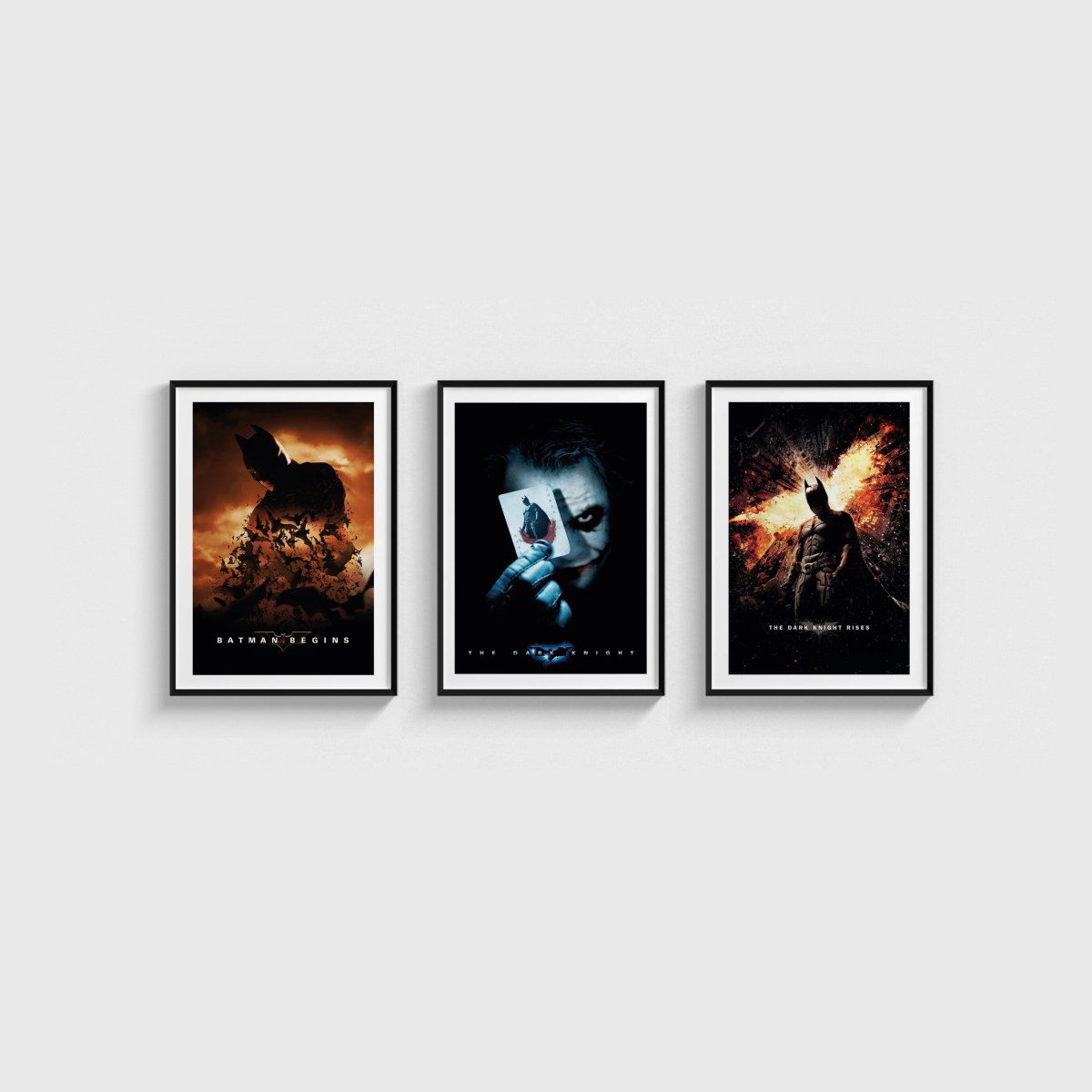 The Dark Knight Üçlü Poster Seti, siyah çerçeveli tablo seti