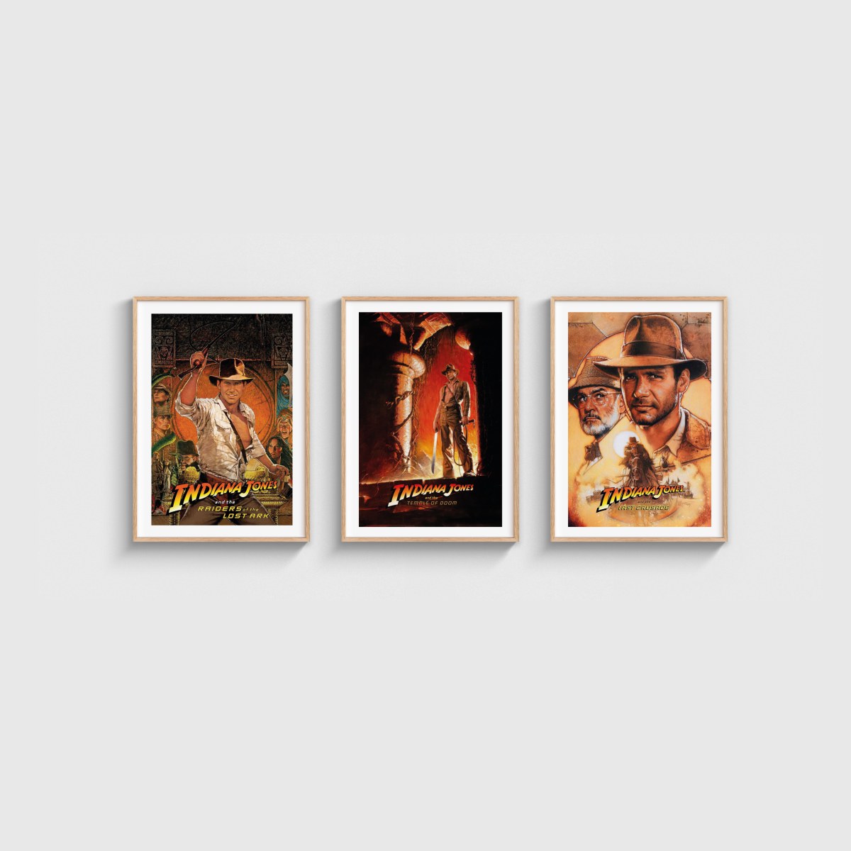 Indiana Jones Üçlü Poster Seti, ahşap çerçeveli tablo seti