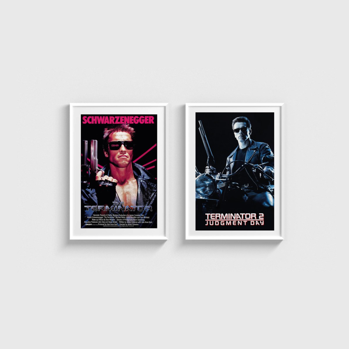 The Terminator İkili Poster Seti, beyaz çerçeveli tablo seti