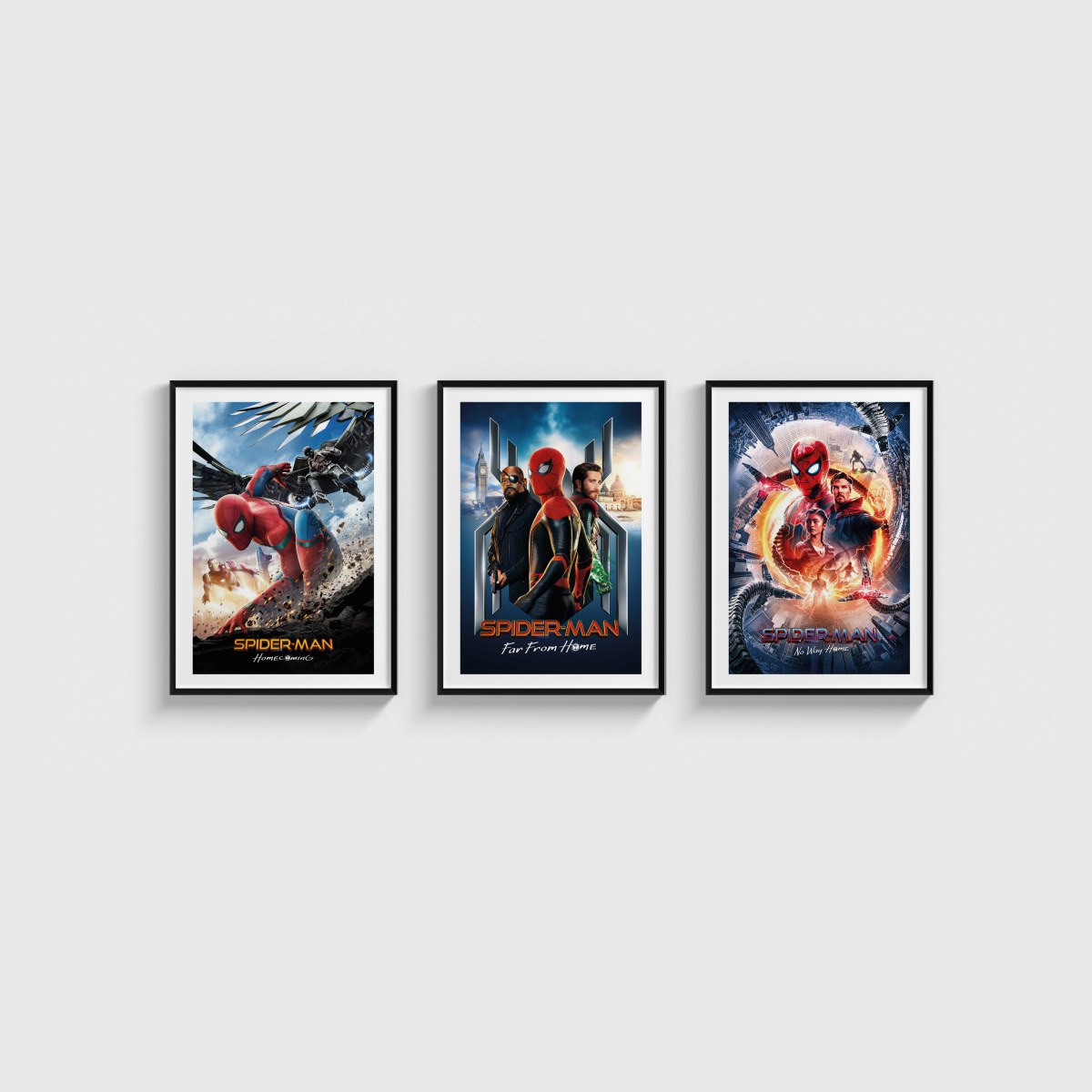 Spider-Man Üçlü Poster Seti, siyah çerçeveli tablo seti