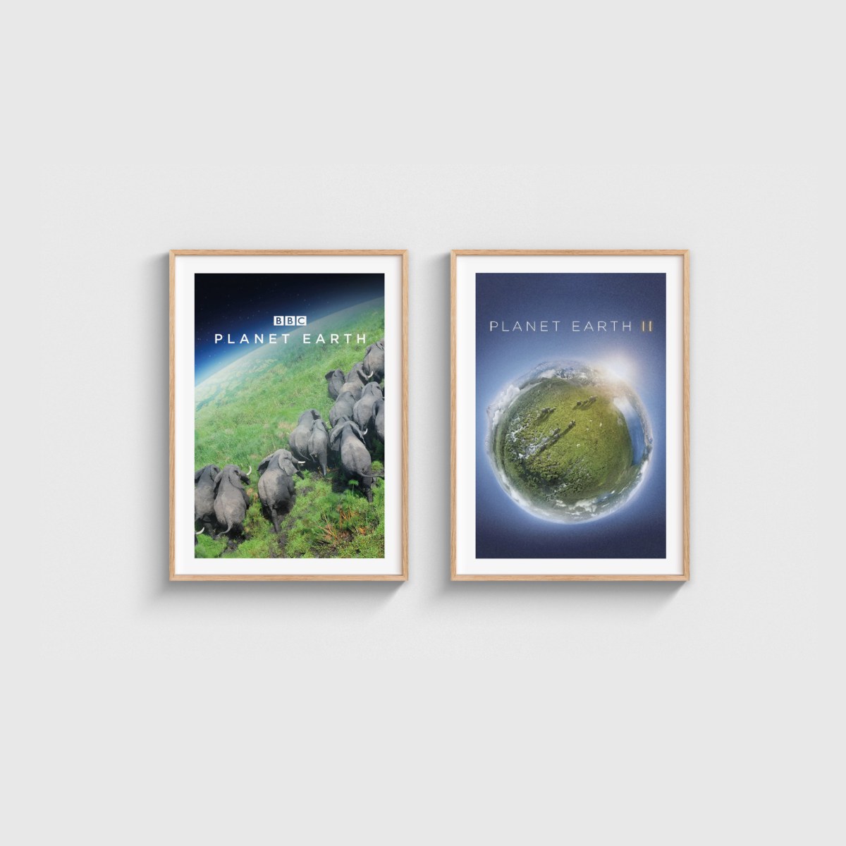 Planet Earth İkili Poster Seti, ahşap çerçeveli tablo seti