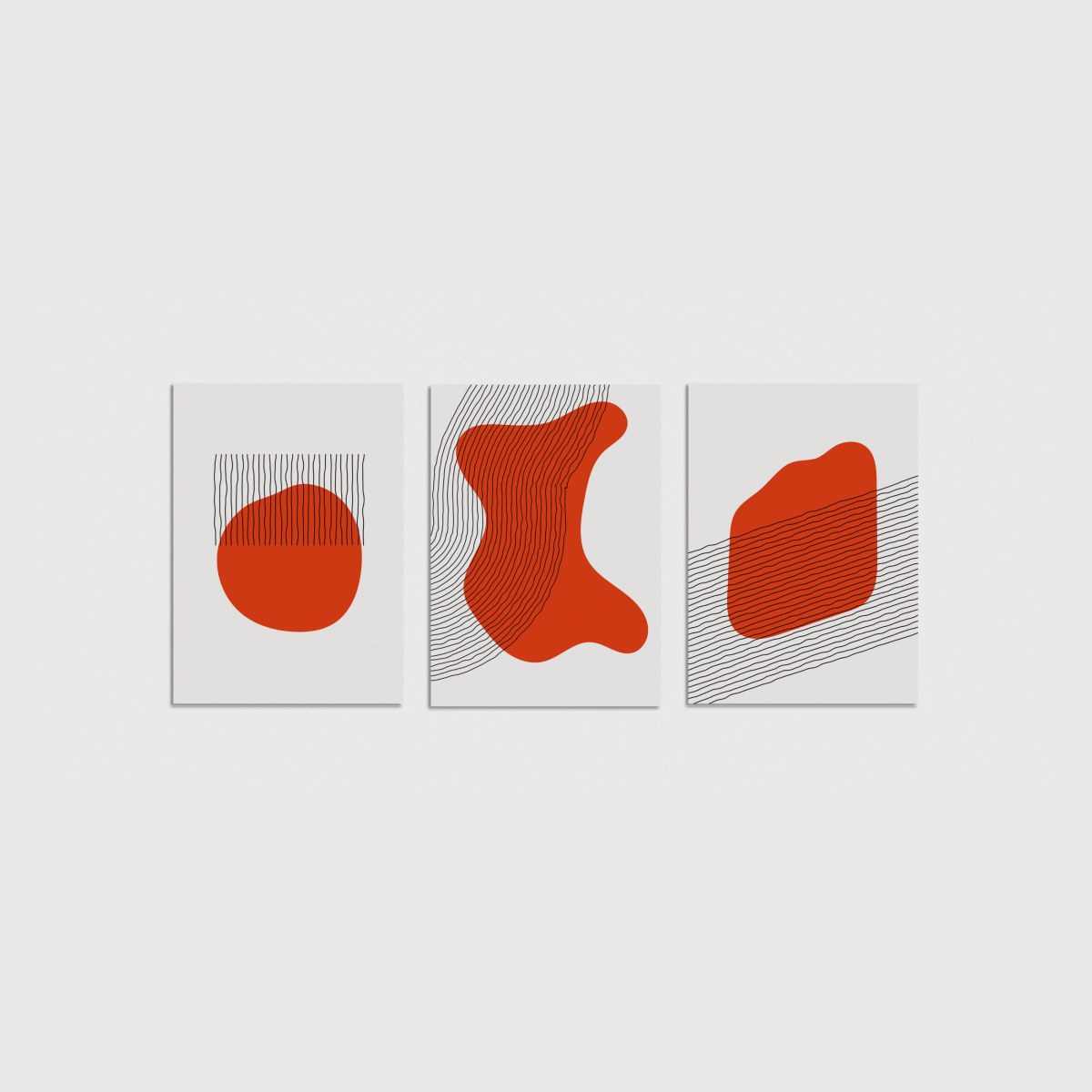 Linear Stain Üçlü Poster Seti, çerçevesiz poster seti