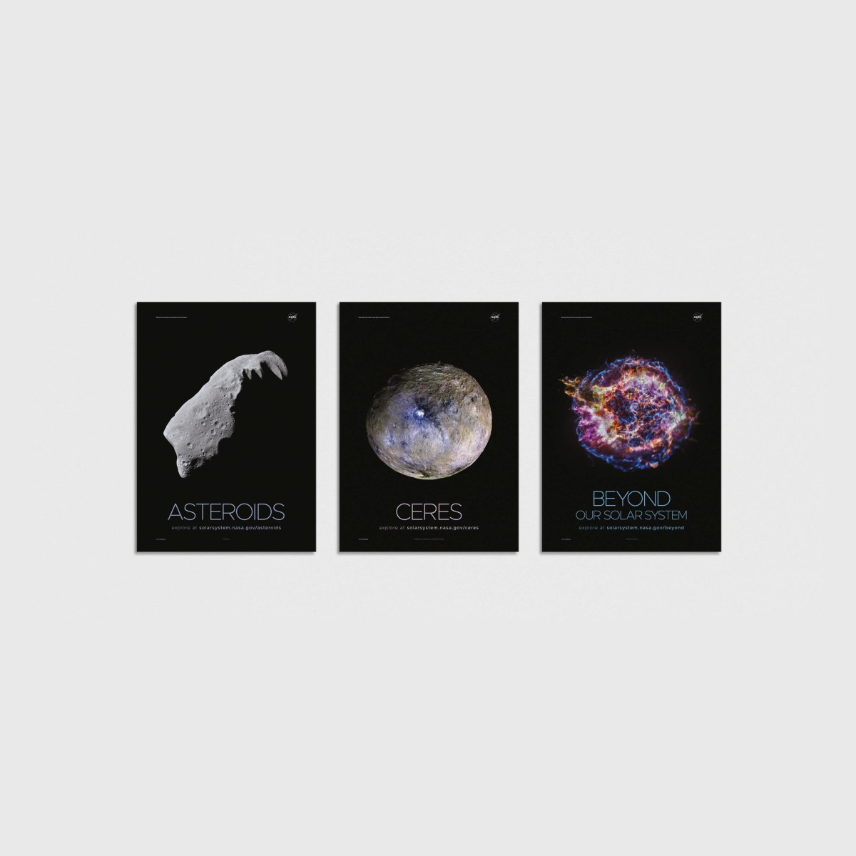 NASA Üçlü Poster Seti, çerçevesiz poster seti