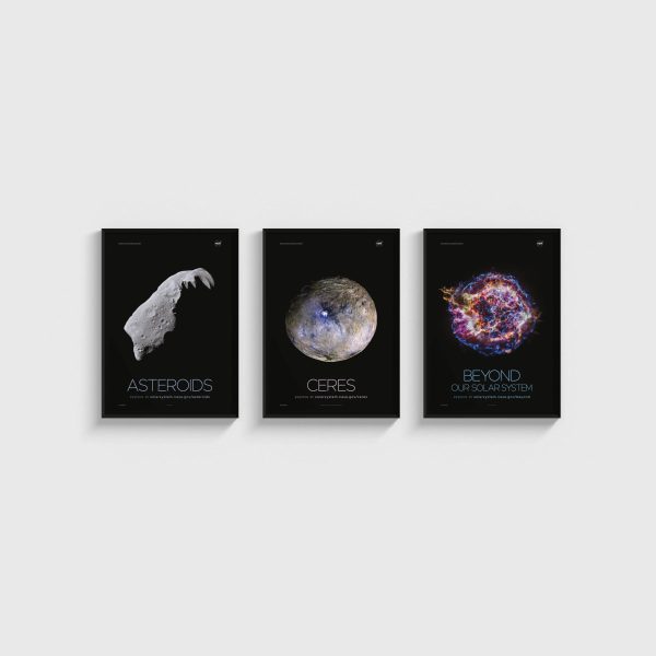 NASA Üçlü Poster Seti, siyah çerçeveli tablo seti