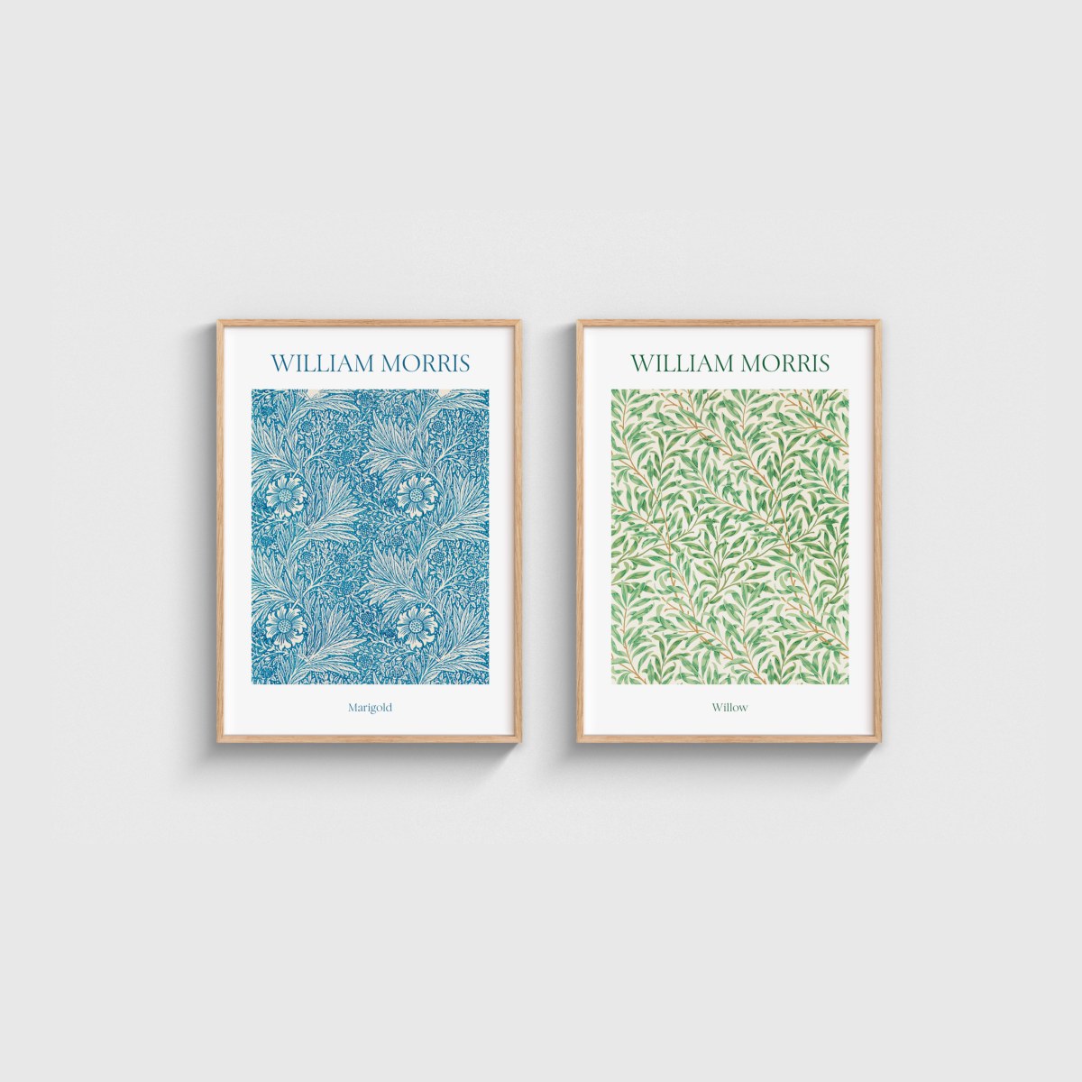 William Morris İkili Poster Seti, ahşap çerçeveli tablo seti
