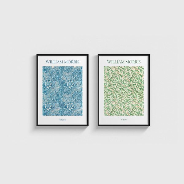 William Morris İkili Poster Seti, siyah çerçeveli tablo seti