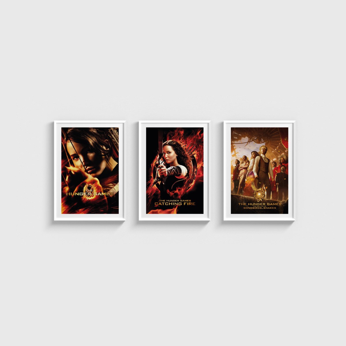 The Hunger Games Üçlü Poster Seti, beyaz çerçeveli tablo seti