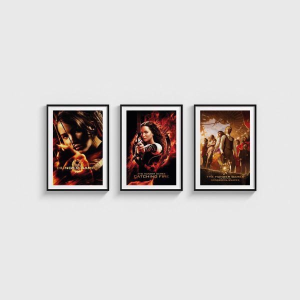 The Hunger Games Üçlü Poster Seti, siyah çerçeveli tablo seti