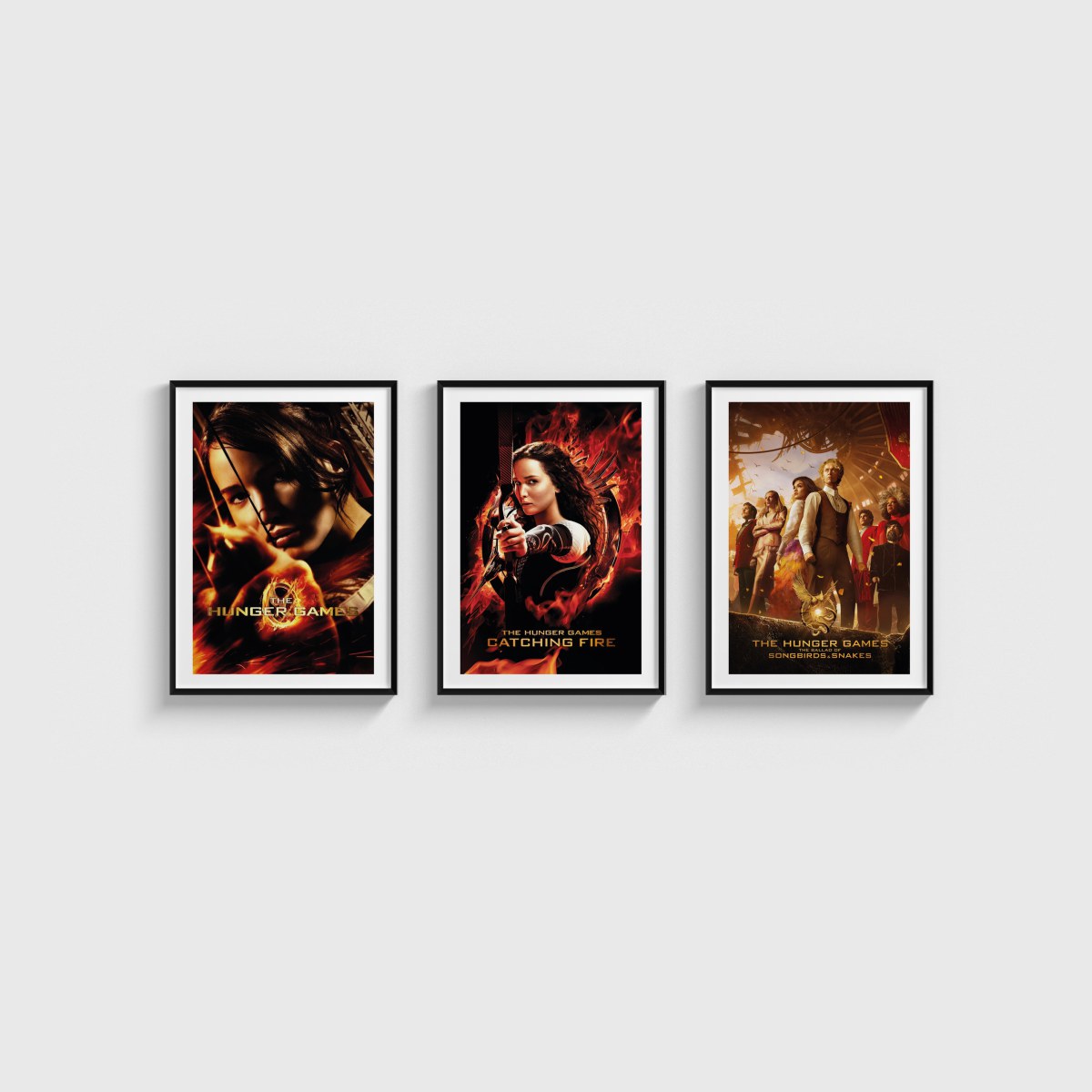 The Hunger Games Üçlü Poster Seti, siyah çerçeveli tablo seti