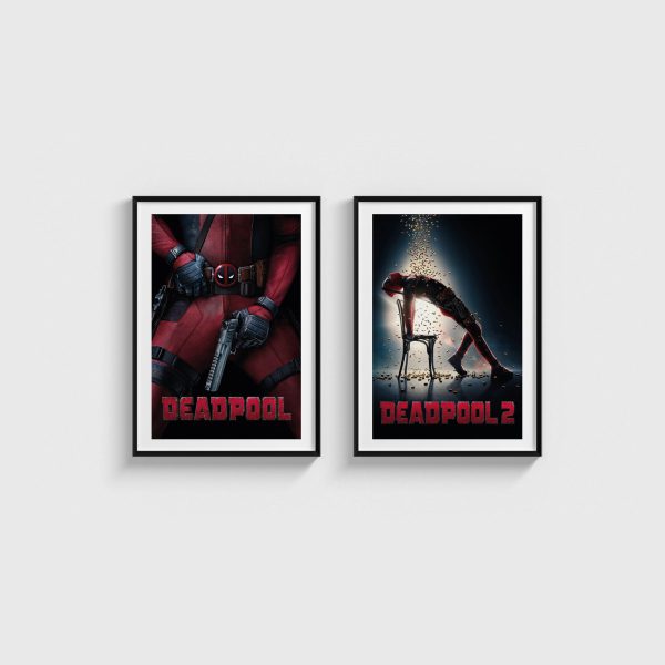 Deadpool İkili Poster Seti, siyah çerçeveli tablo seti