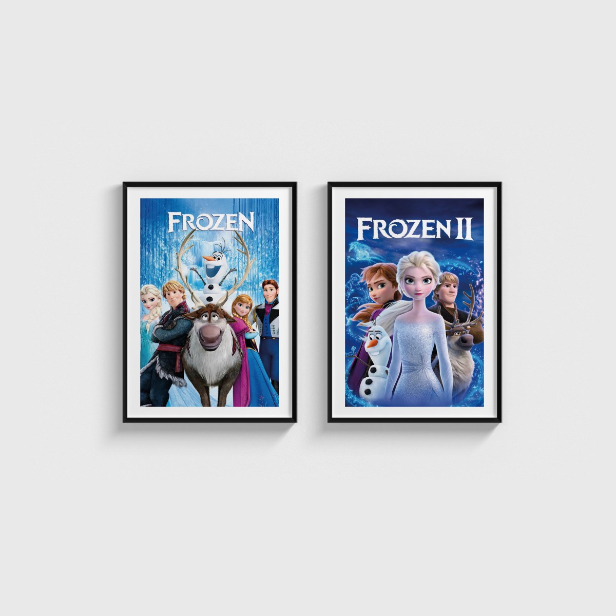 Frozen İkili Poster Seti, siyah çerçeveli tablo seti