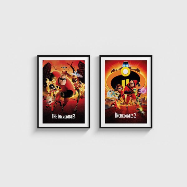 The Incredibles İkili Poster Seti, siyah çerçeveli tablo seti