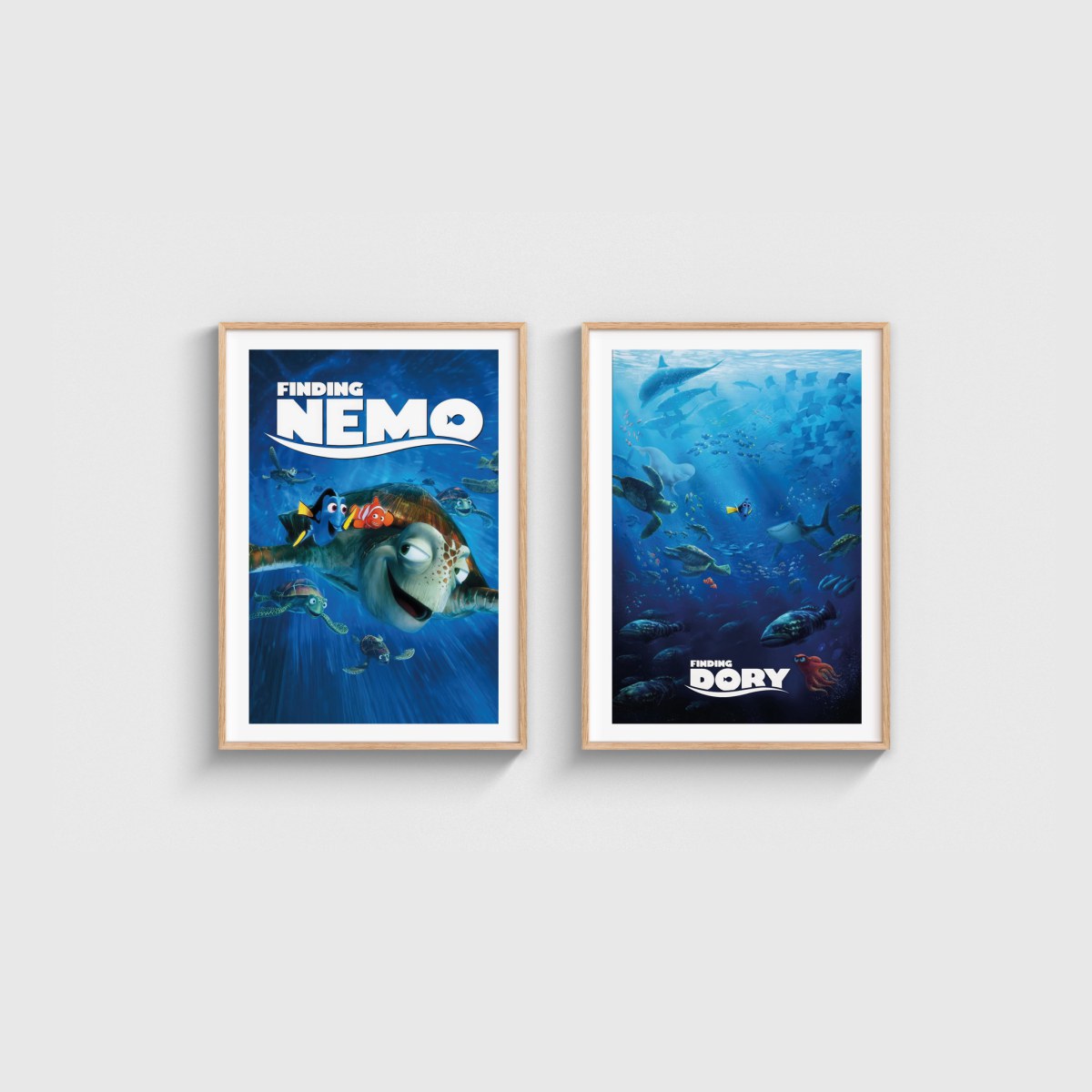 Finding Nemo ve Finding Dory İkili Poster Seti, ahşap çerçeveli tablo seti