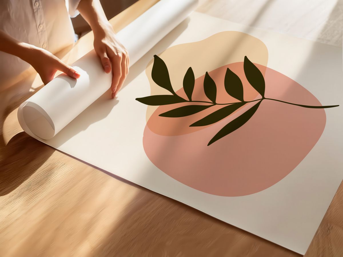 Pembe Leke ve Siyah Zeytin Dalı, rulo yapılmış çerçevesiz poster