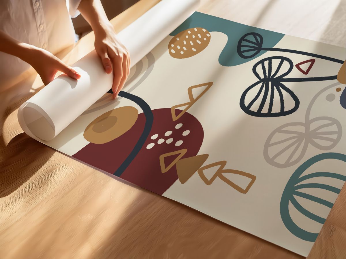 Boho Organik Desen ve Çiçekler, rulo yapılmış çerçevesiz poster