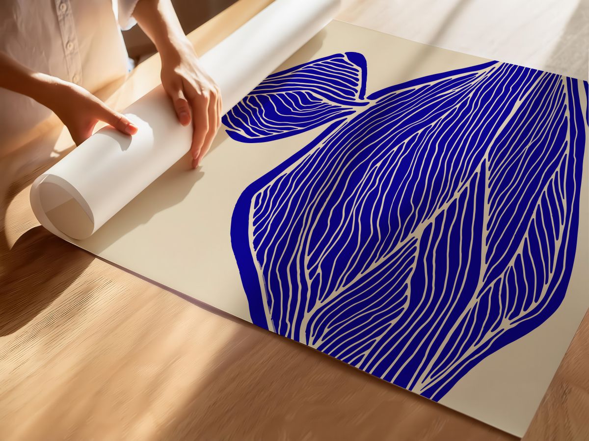 Kobalt Mavisi Çizgili Kayalar, rulo yapılmış çerçevesiz poster