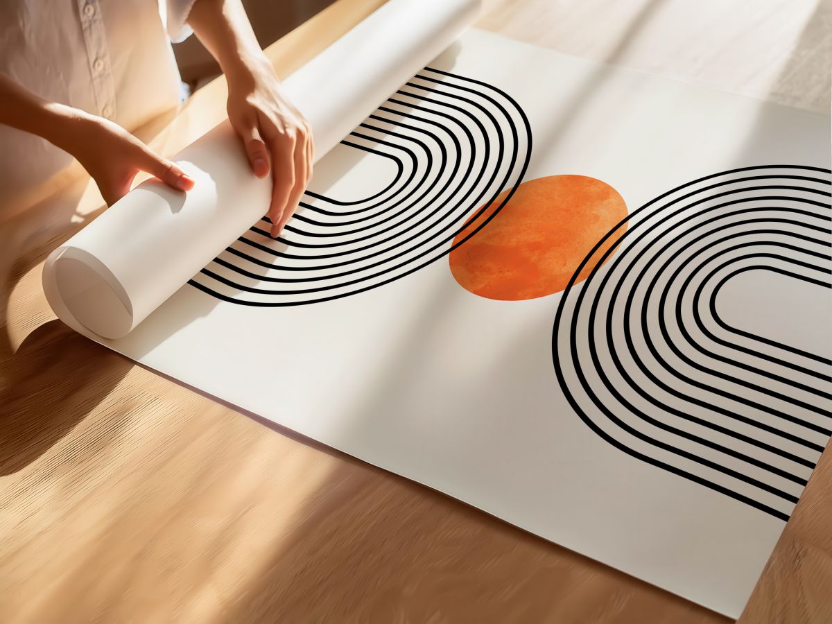 Karşılıklı Kemerler ve Turuncu Daire, rulo yapılmış çerçevesiz poster