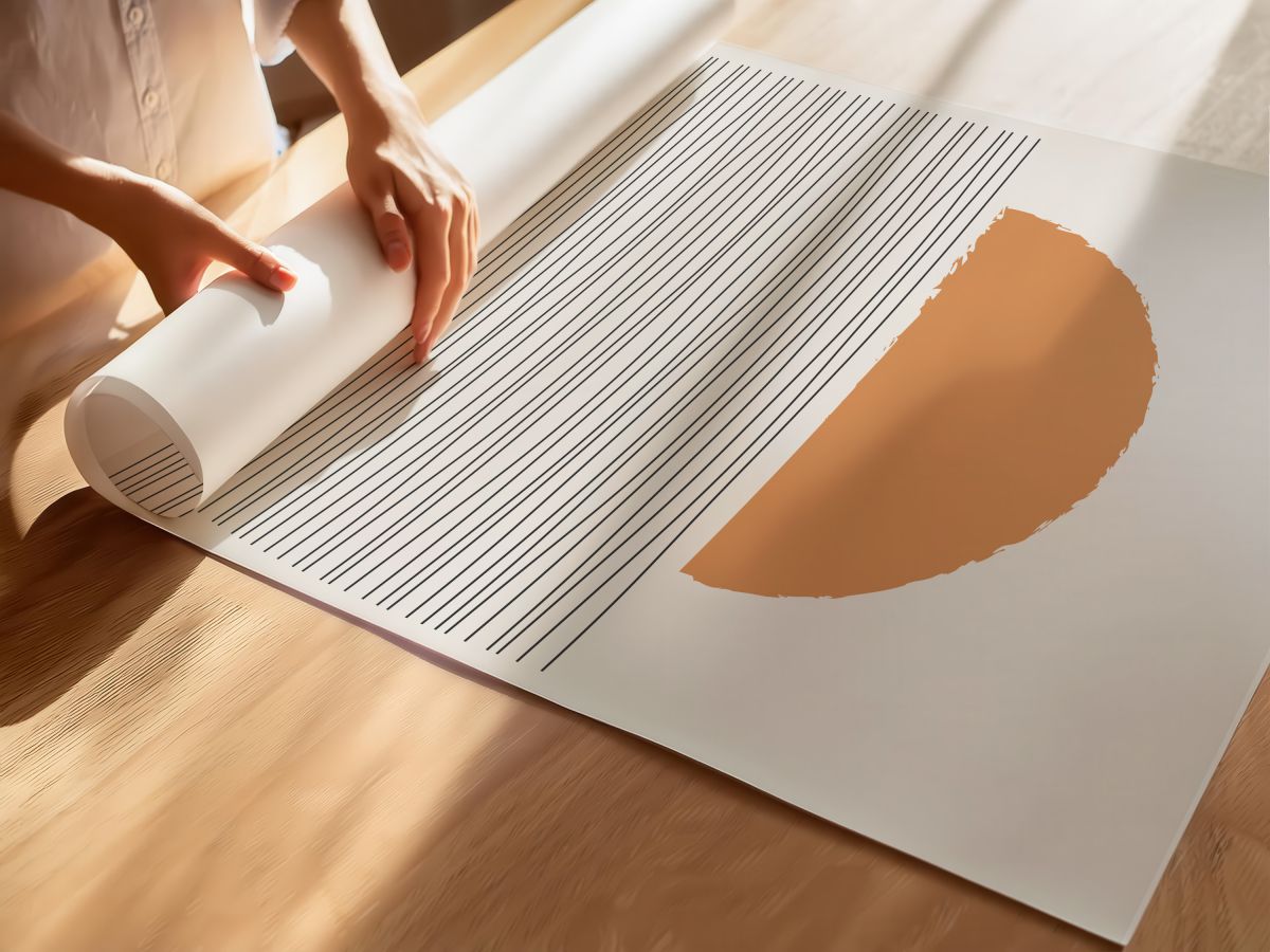 Çizgiler ve Terrakota Yarım Daire, rulo yapılmış çerçevesiz poster