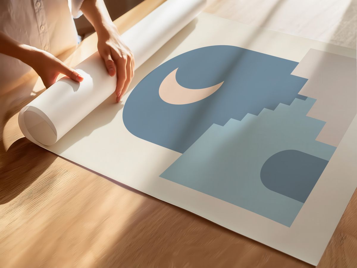Mavi Kemer ve Hilal Merdiven, rulo yapılmış çerçevesiz poster