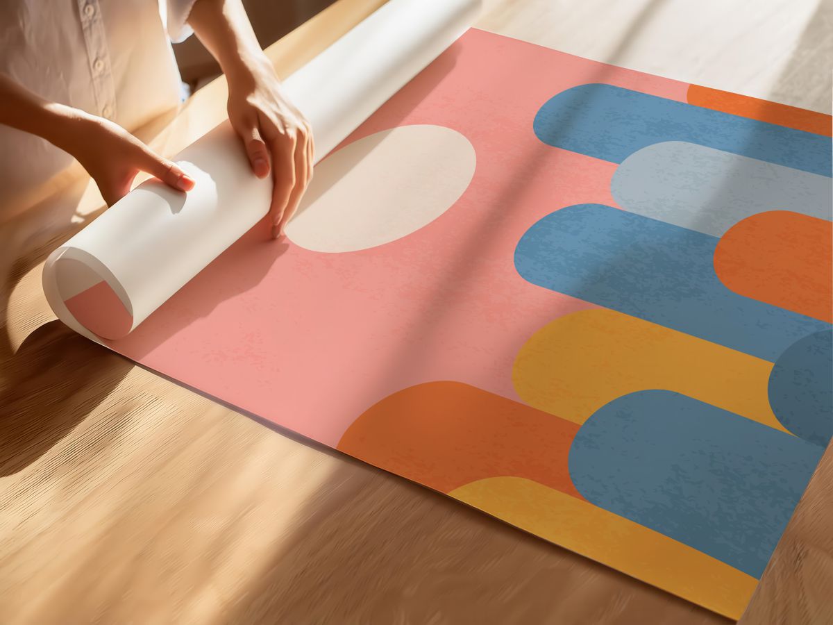 Pembe Gökyüzü ve Renkli Kemerler, rulo yapılmış çerçevesiz poster