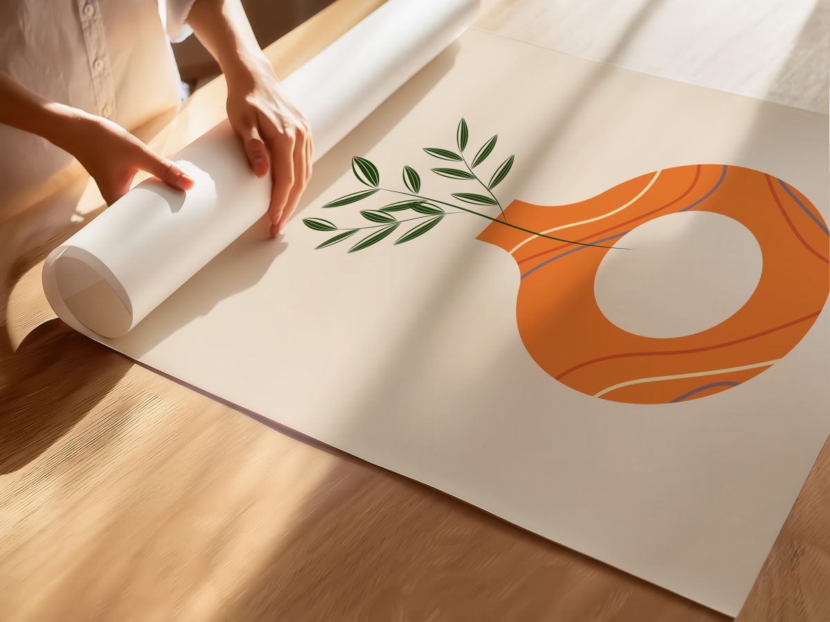 Turuncu Halka Vazo ve Dal, rulo yapılmış çerçevesiz poster