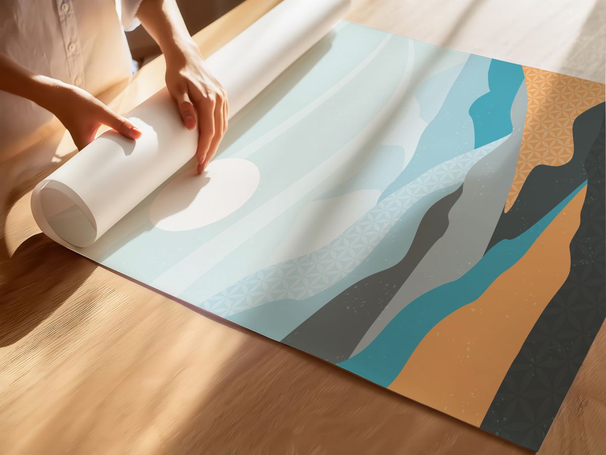 Japon Pastel Dağlar ve Güneş, rulo yapılmış çerçevesiz poster