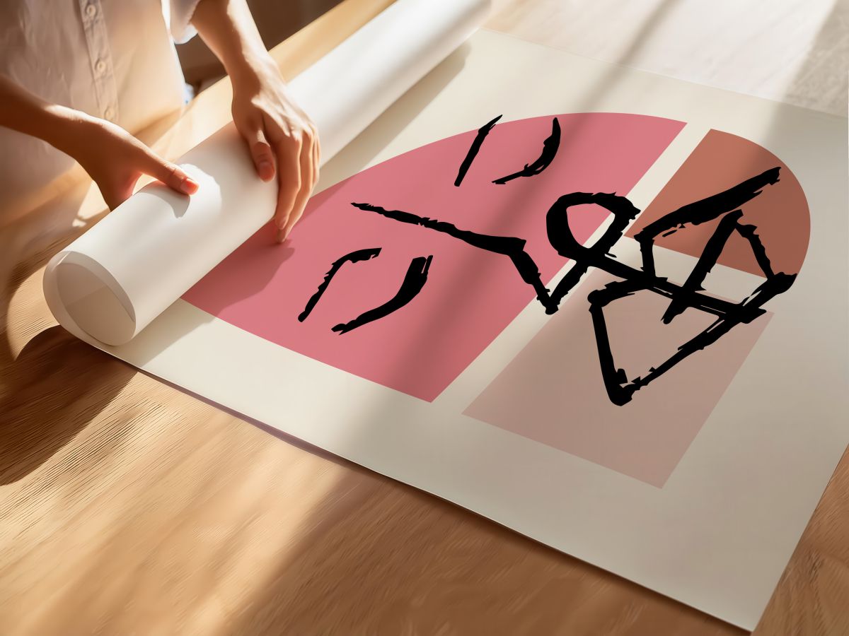 Pembe Yarım Daire ve Çizgi Yüz, rulo yapılmış çerçevesiz poster
