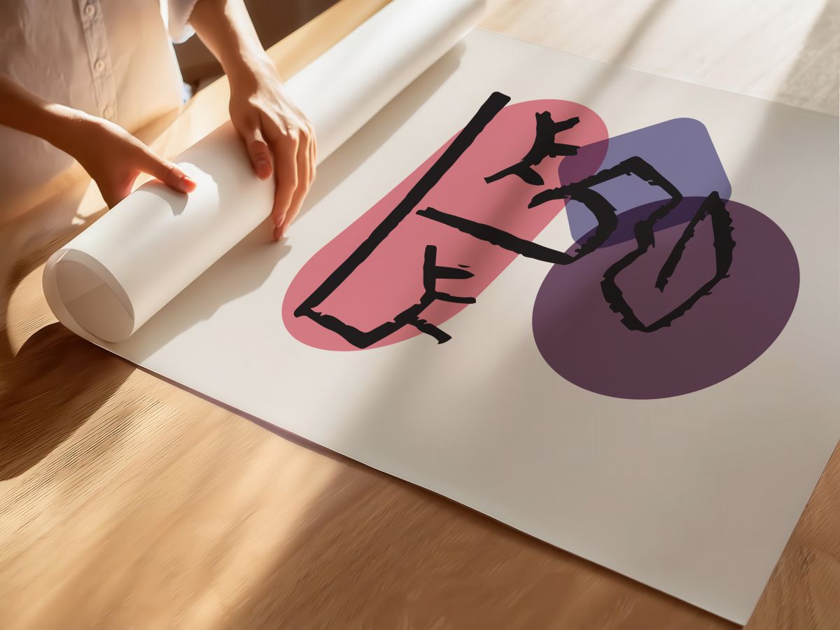 Mor Daire ve Kirpikli Yüz, rulo yapılmış çerçevesiz poster