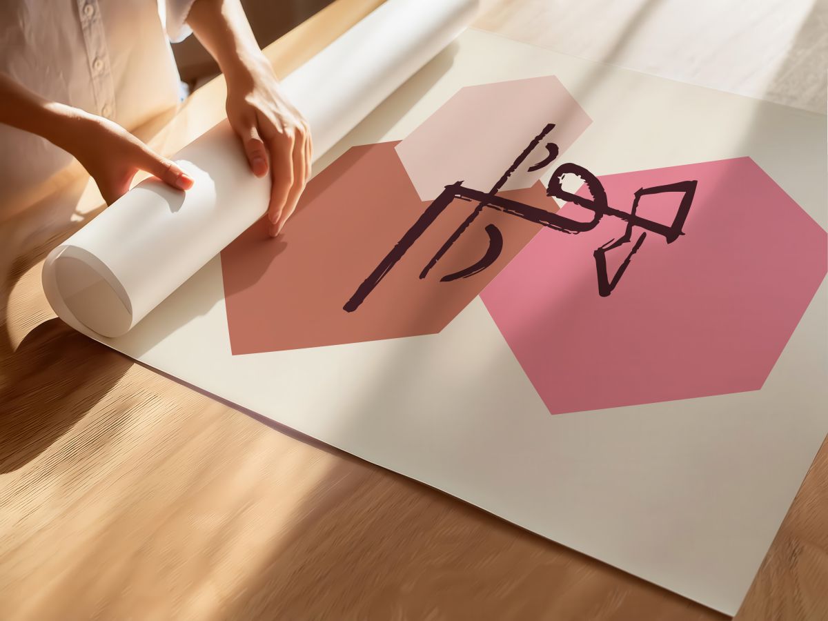 Altıgen Formlar ve Pembe Yüz, rulo yapılmış çerçevesiz poster