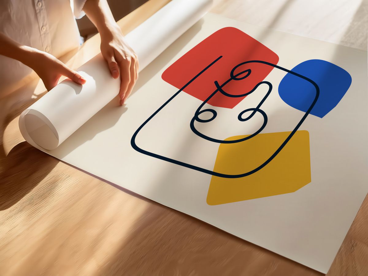 Renkli Formlar ve Çizgi Yüz, rulo yapılmış çerçevesiz poster