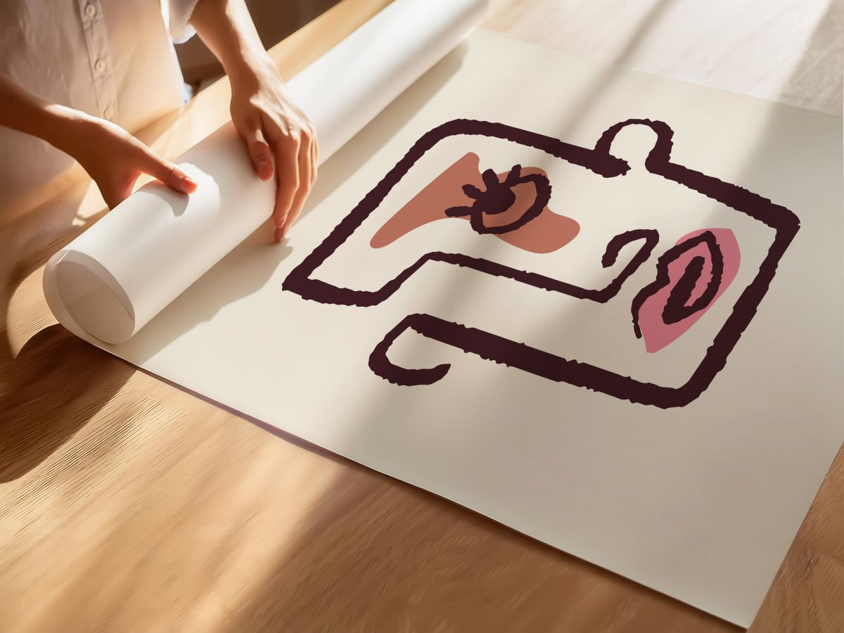 Kahve Çizgili Kare Yüz, rulo yapılmış çerçevesiz poster