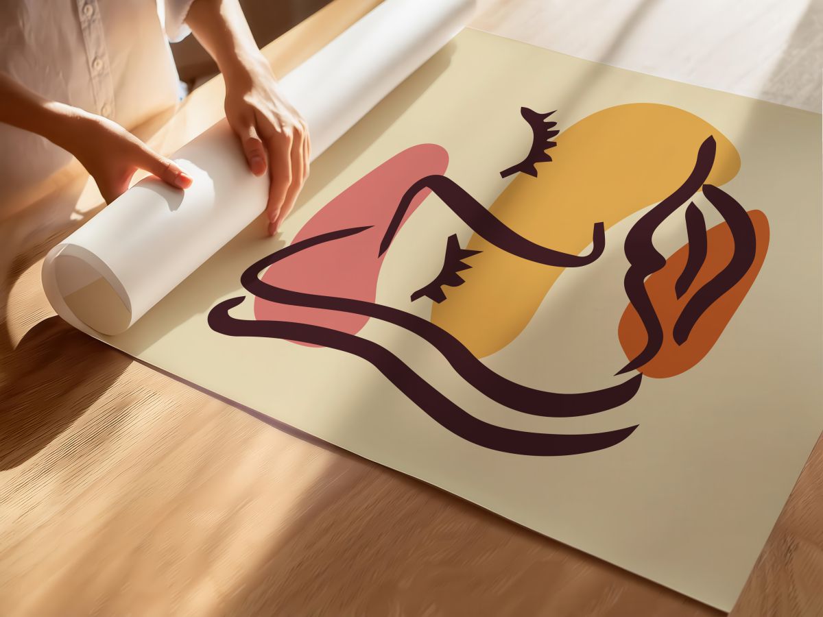 Hardal ve Turuncu Çizgi Yüz, rulo yapılmış çerçevesiz poster