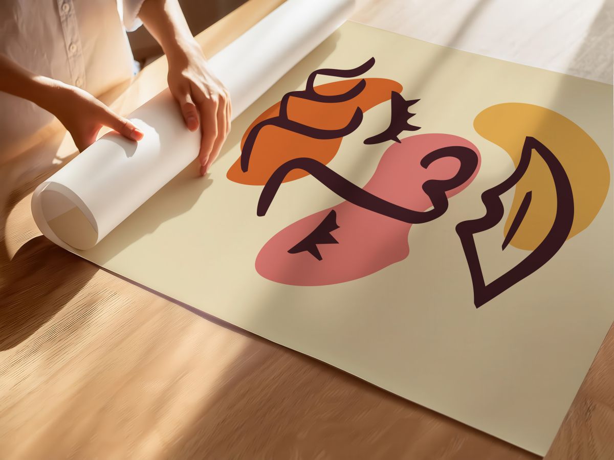 Turuncu Saçlı Gülümseyen Yüz, rulo yapılmış çerçevesiz poster